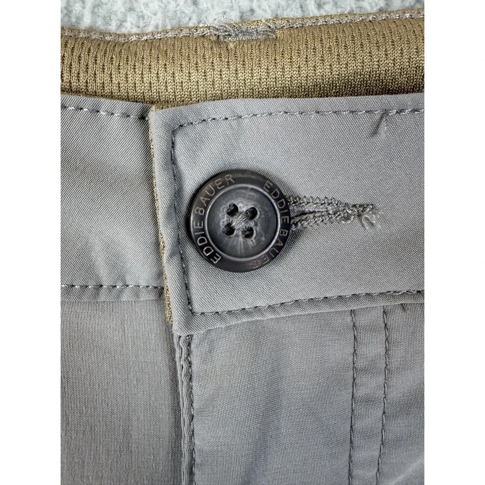 Eddie Bauer Cargo Shorts Mens 34 Gray Nylon Spandex Stretch 10 Inseam Outdoor